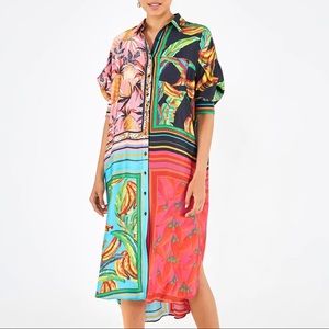 Farm Rio Scarf Mix Shirt Dress in XL